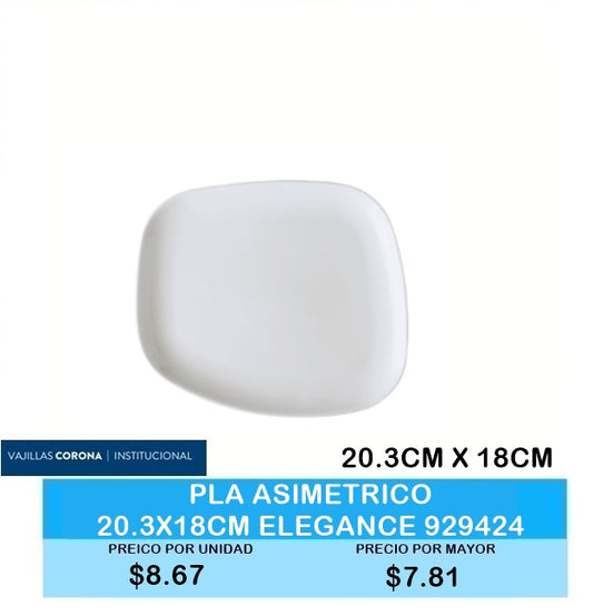 PLATO ASIMETRICO ELEGANCE 929424 23 CM X 18 CM