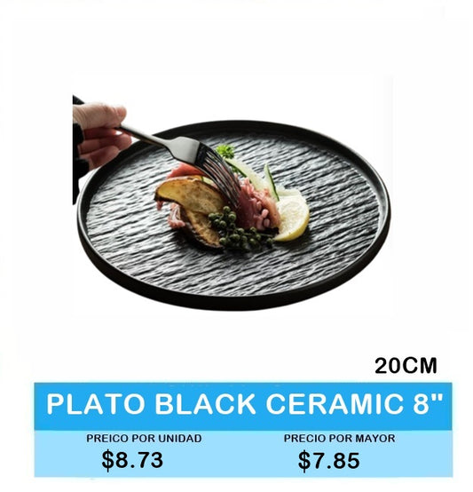PLATO BLACK CERAMIC "8" 20CM