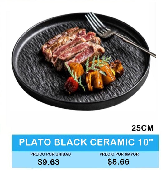 PLATO BLACK CERAMIC 25 CM
