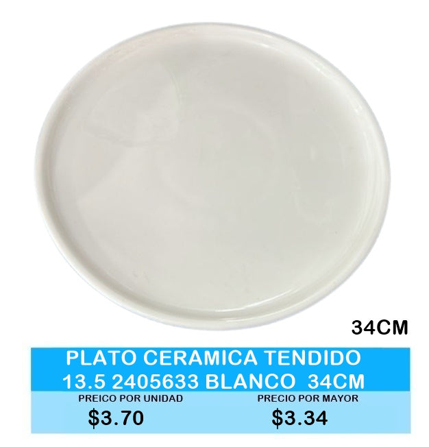 PLATO CERAMICA TENDIDO 34 CM 2405633 BLANCO