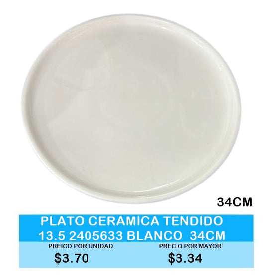 PLATO CERAMICA TENDIDO 34 CM 2405633 BLANCO