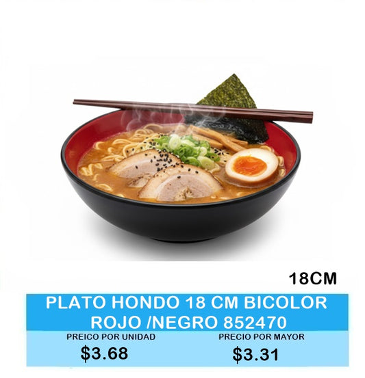PLATO HONDO 18CM BICOLOR ROJO NEGRO 852470