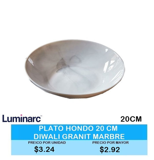 PLATO HONDO 20 CM DIWALI GRANIT MARBRE