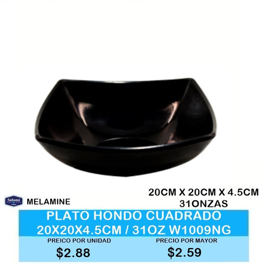 PLATO HONDO CUADRADO 31 ONZAS
