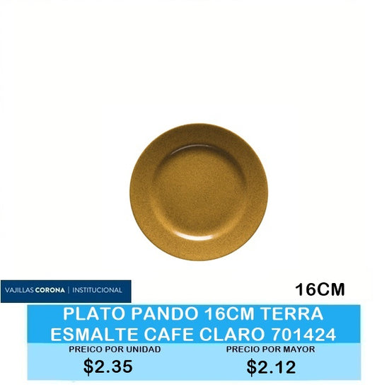 PLATO PANDO 16 CM TERRA ESMALTE CAFE CLARO 701424