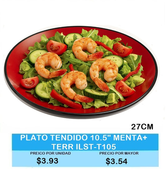 PLATO PANDO 27CM BICOLOR ROJO + NEGRO.  852456