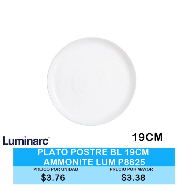 PLATO POSTRE BL 19 CM AMMONITE LUM P8825