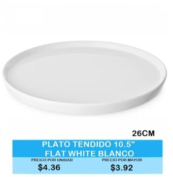PLATO TENDIDO 10.5 FLAT WHITE BLANCO 26 CM