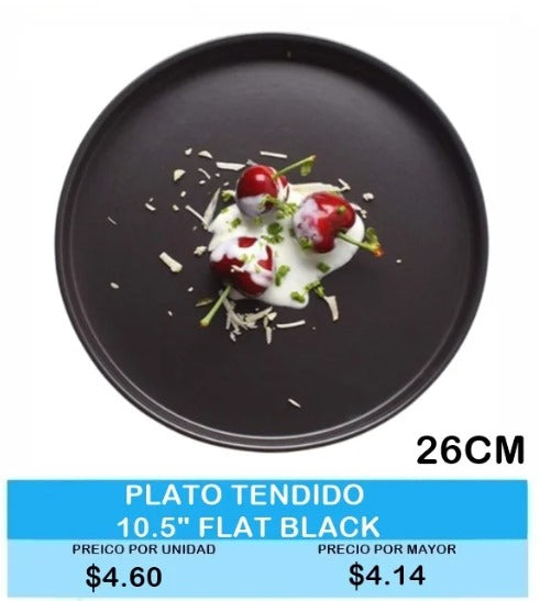 PLATO TENDIDO 10 FLAT BLACK 26 CM