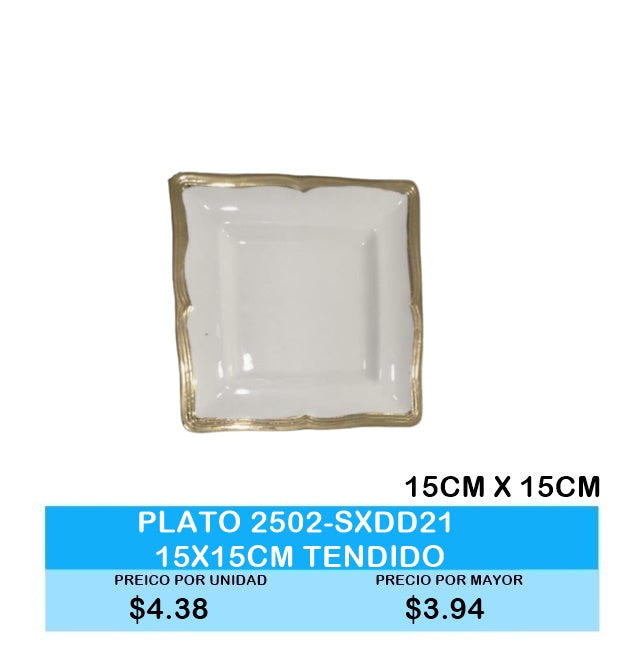 PLATO TENDIDO 15 CM X 15 CM  2502 SXDD21
