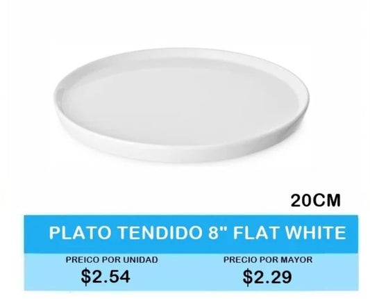 PLATO TENDIDO 8 FLAT WHITE 20 CM
