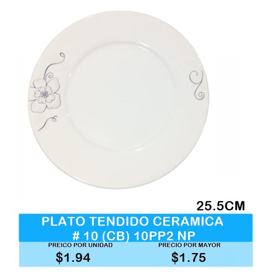 PLATO TENDIDO CERAMICA 10PP2 NP 25.5 CM