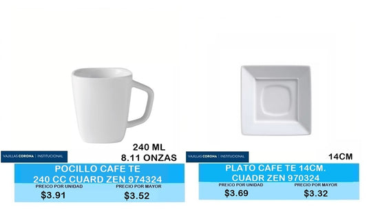 POCILLO CAFE TE ZEN PLATO CAFE TE 14 CM