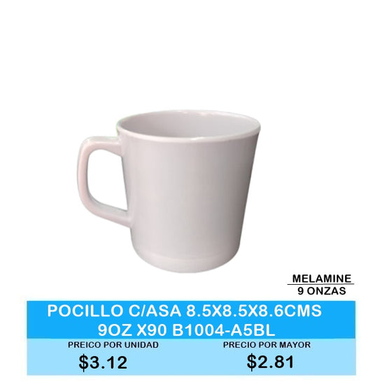POCILLO CON ASA 9 ONZAS DE MELAMINE B1004 A5BL
