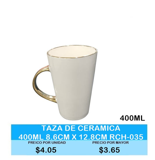 TAZA DE CERAMICA  400 ML  8.6CM  X 12.8CM