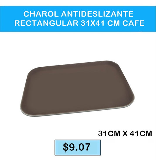 CHAROL ANTIDESLIZANTE RECTANGULAR 31X 41CM  CAFE