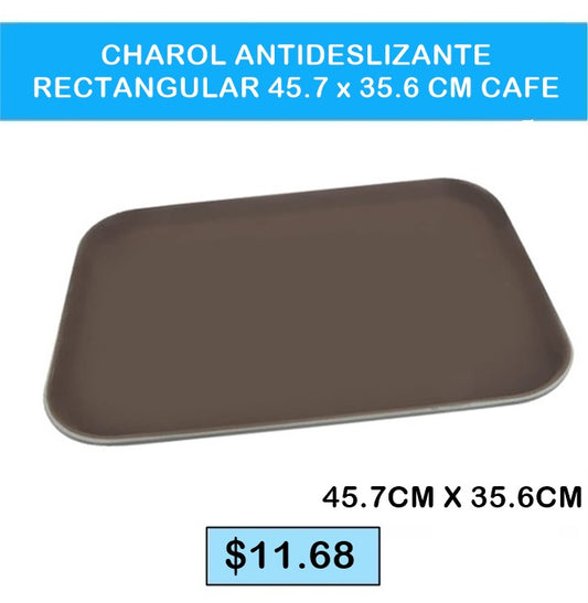 CHAROL ANTIDESLIZANTE RECTANGULAR 45.7 X 35.6CM  CAFE