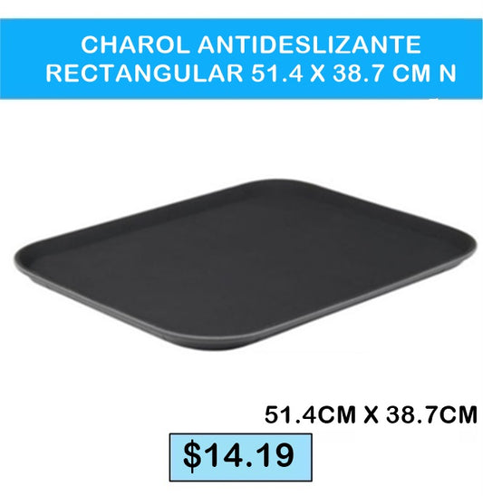 CHAROL ANTIDESLIZANTE RECTANGULAR 51.4 X 38.7CM  NEGRO