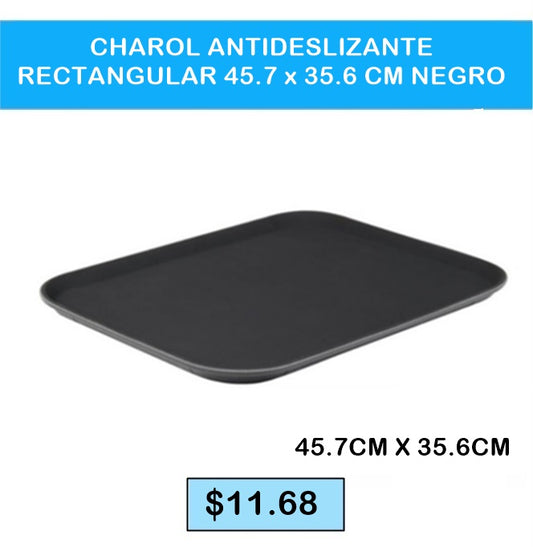 CHAROL ANTIDESLIZANTE RECTANGULAR 45.7 X 35.6CM  NEGRO