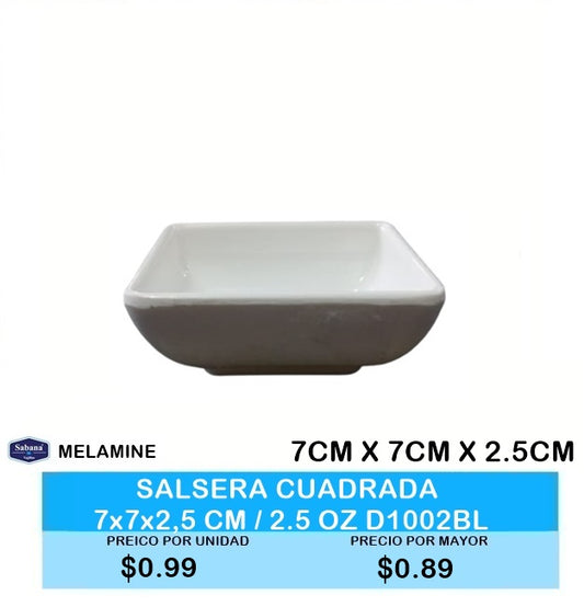 SALSERA CUADRADA BLANCA  7x7x2,5 CM / 2.5 OZ D1002