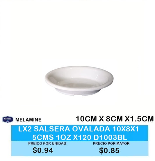 SALSERA OVALADA BLANCA 10X8X1 5CMS 1OZ X120 D1003
