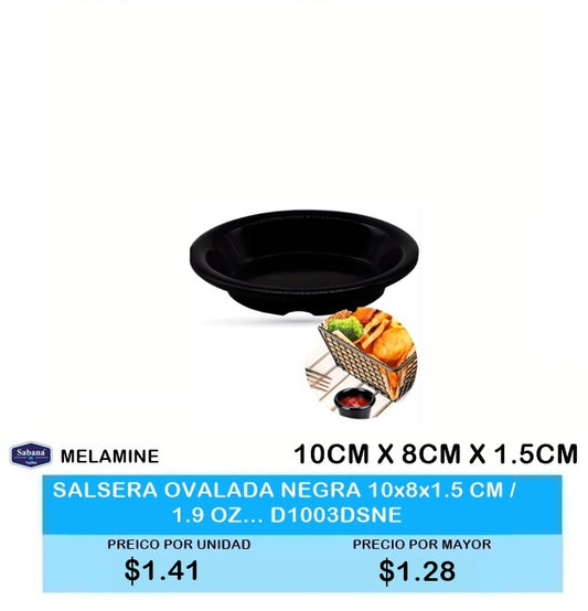 SALSERA OVALADA NEGRA 10x8x1.5 CM / 1.9 OZ… D1003DSNE