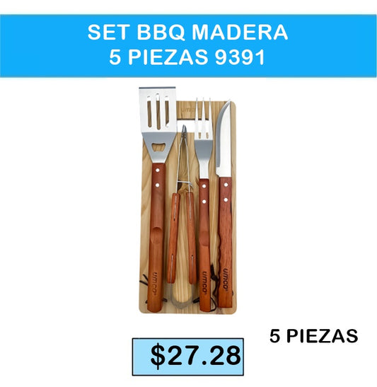 SET BBQ MADERA 5PIEZAS 9391