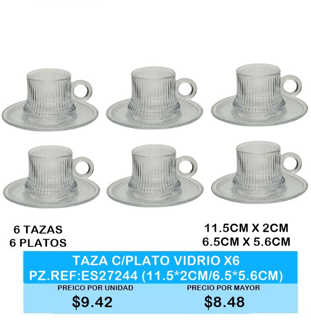 SET DE 6 TAZAS CON 6 PLATOS REF 27244