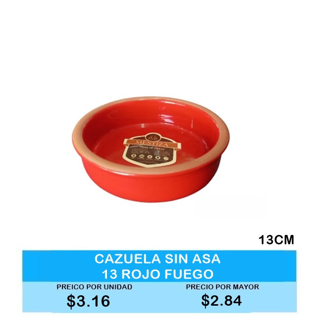 Cazuela sin asa 13cm Rojo Fuego