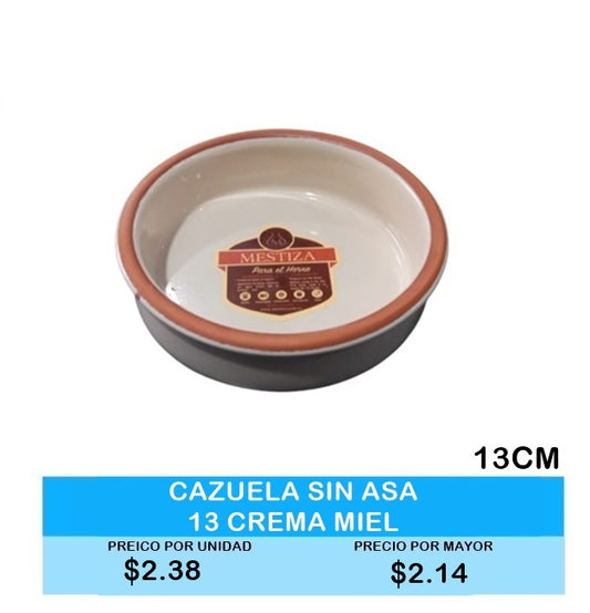 Cazuela sin Asa 13cm Crema Miel