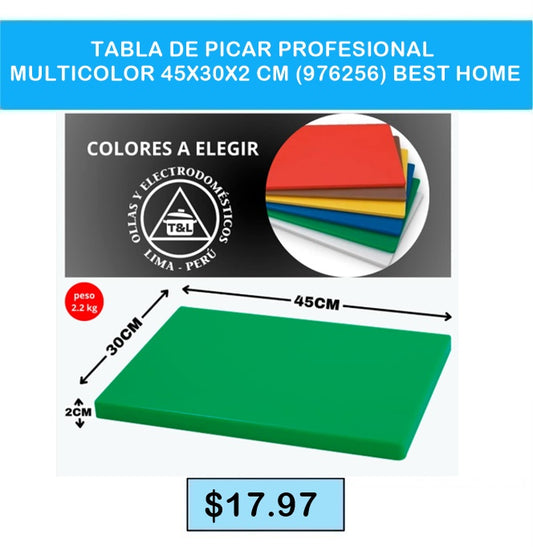 TABLA DE PICAR PROFESIONAL MULTICOLOR 45 X 30 X 2 CM 976256 BEST HOME