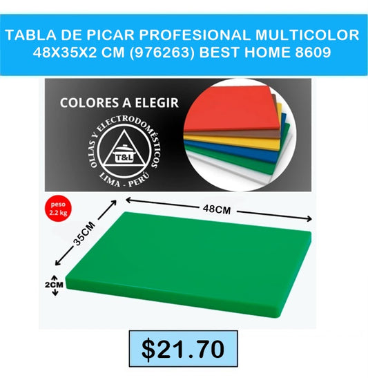TABLA DE PICAR PROFESIONAL MULTICOLOR 48 X 35 X 2 CM  976263 BEST HOME 8609