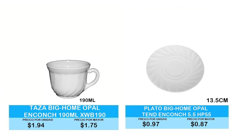 TAZA BIG HOME OPAL ENCONCHADA PLATO BIG HOME OPAL ENCONCHADA