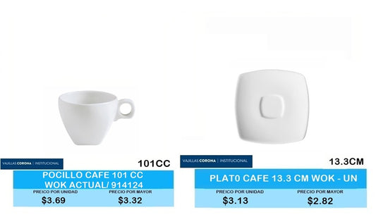 TAZA DE CAFE CORONA  PLATO CAFE WOK UN
