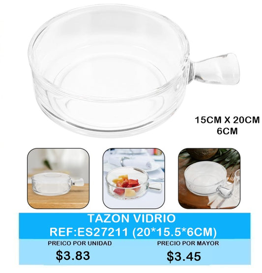 TAZON DE VIDRIO REF ES27211 15 CM X 20 CM X 6 CM