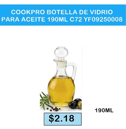 BOTELLA DE VIDRIO PARA ACEITE COOKPPRO 190ML