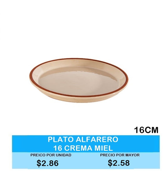 PLATO ALFARERO 16 CREMA MIEL