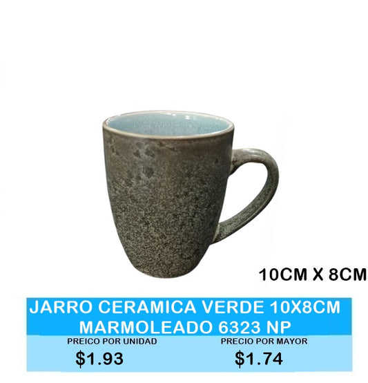 JARRO CERAMICA VERDE 10X8CM MARMOLEADO 6323 NP