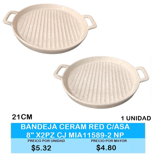 BANDEJA CERAMICA RED C/ASA MIA 11589-2 NP