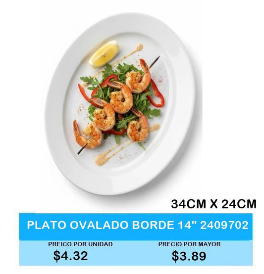 PLATO OVALADO BORDE 14 2409702 34CM * 24CM