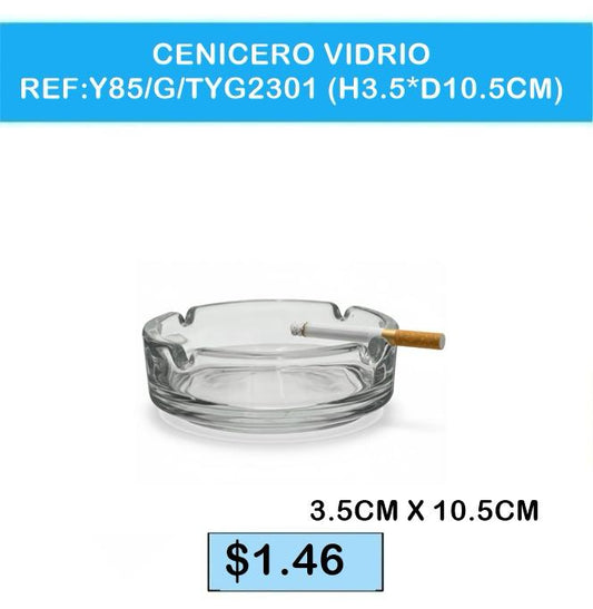 CENICERO VIDRIO REF: Y85 (H 3.5* D10.5 CM)