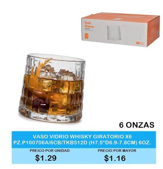 VASO WHISKY GIRATORIO P113306 6ONZ X6