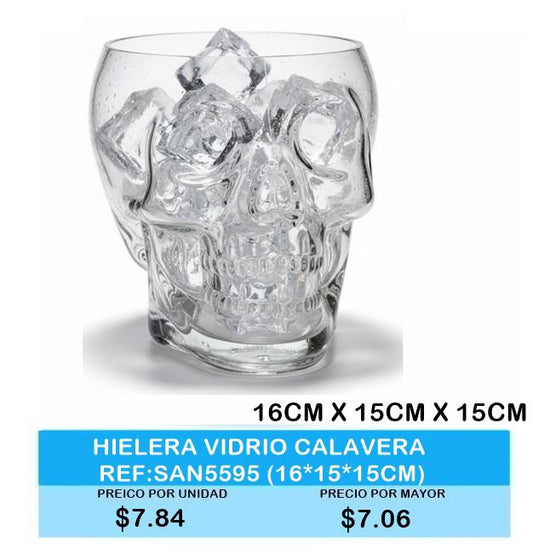 HIELERA DE VIDRIO CALAVERA  SAN5595