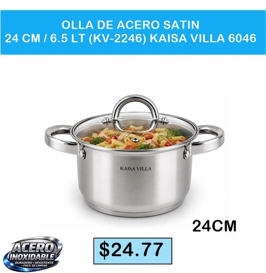 OLLA DE ACERO SATIN 24CM /6.5LT KV -2246 KAISA VILLA 6046