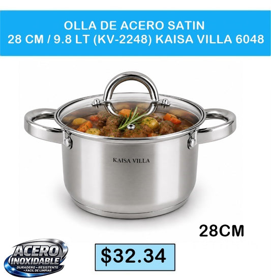 OLLA DE ACERO SATIN 28CM 9.8LT (KV-2248) KAISA VILLA 6048