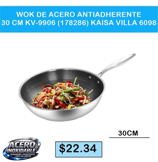 WOK DE ACERO ANTIADHERENTE 30 CM – KV-9906 (178286) KAISA VILLA