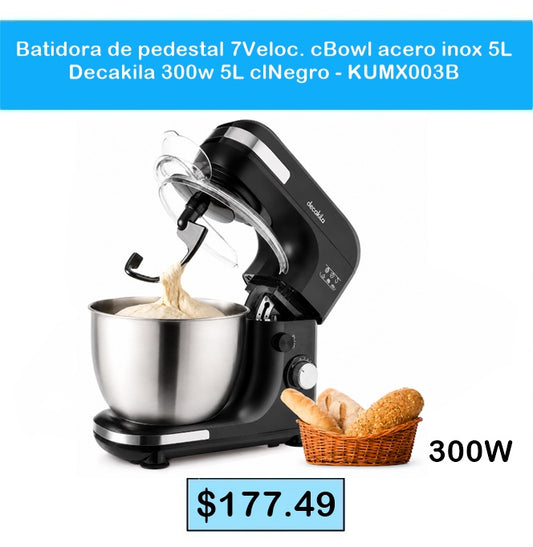 Batidora de Pedestal Decakila 300W – Bowl de Acero Inoxidable 5L | 7 Velocidades