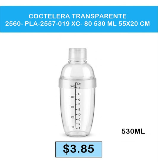 COCTELERA TRANSPARENTE 2560- PLA-2557-019 XC- 80 530 ML 55X20 CM