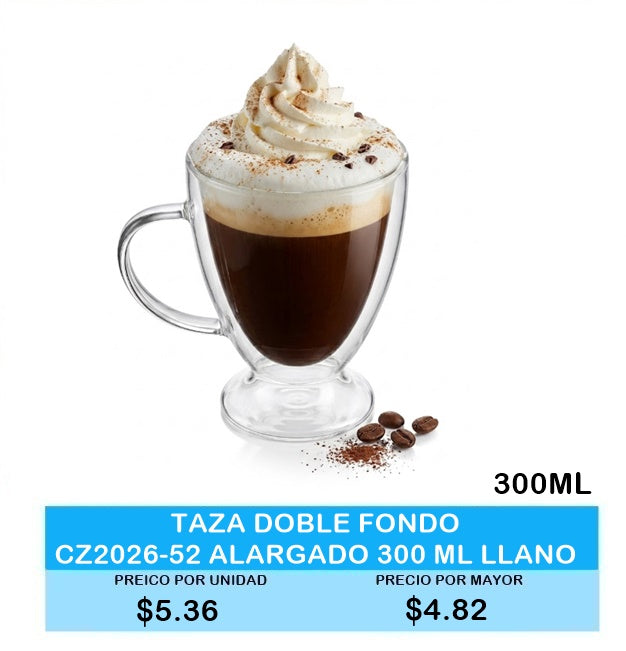 TAZA DOBLE FONDO  CZ2026-52 ALARGADO 300 ML LLANO