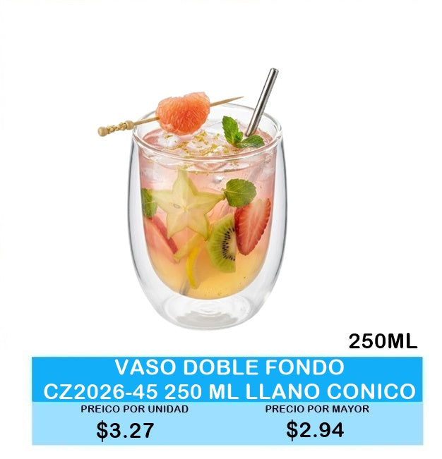 VASO DOBLE FONDO CZ2026-45 250 ML LLANO CONICO